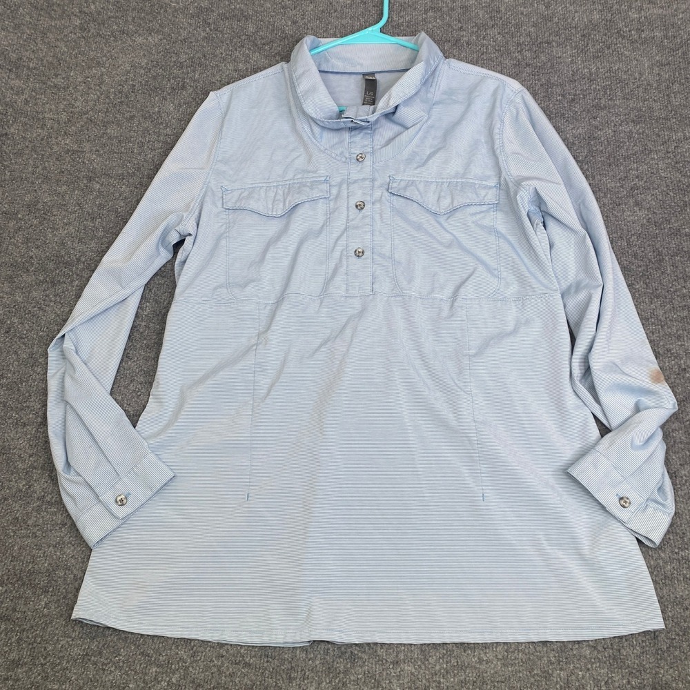 Mountain Hardwear Womens Blue City Pass Long Sleeve Hiking Shirt Large OL7122